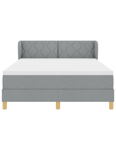 Letto Box Spring con Materasso - Grigio Chiaro, 140x190 cm, Tessuto