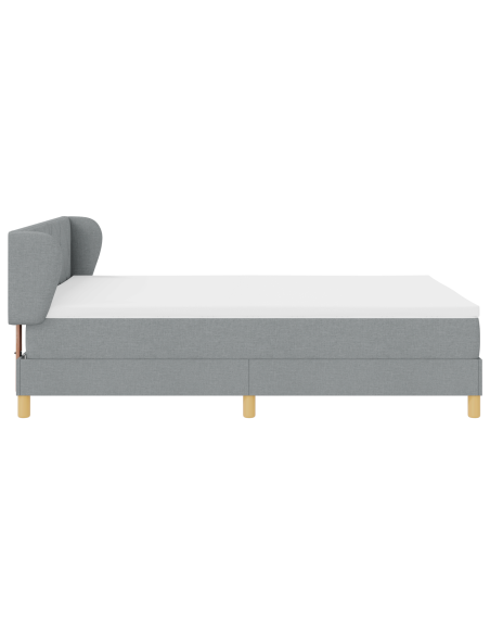 Letto Box Spring con Materasso - Grigio Chiaro, 140x190 cm, Tessuto