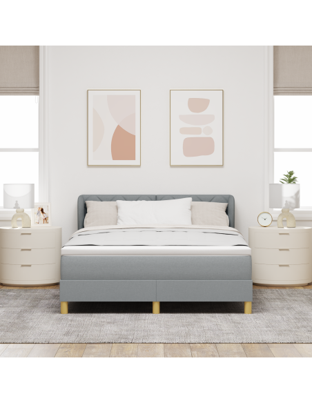 Letto Box Spring con Materasso - Grigio Chiaro, 140x190 cm, Tessuto