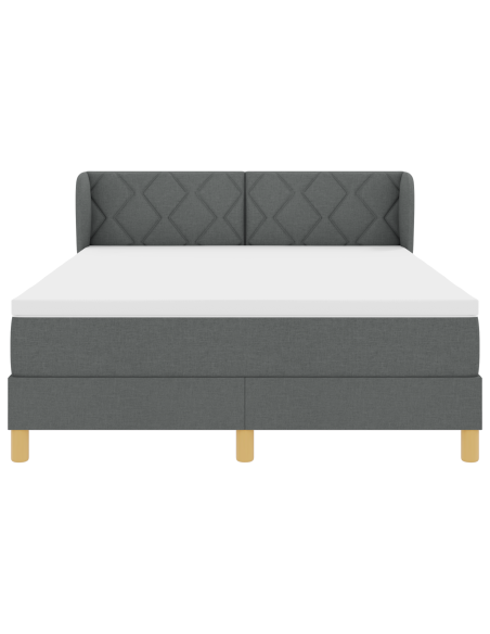 Letto a piattaforma con materasso - Grigio scuro, 140x190 cm, Tessuto