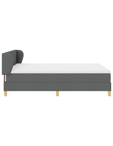 Letto a piattaforma con materasso - Grigio scuro, 140x190 cm, Tessuto
