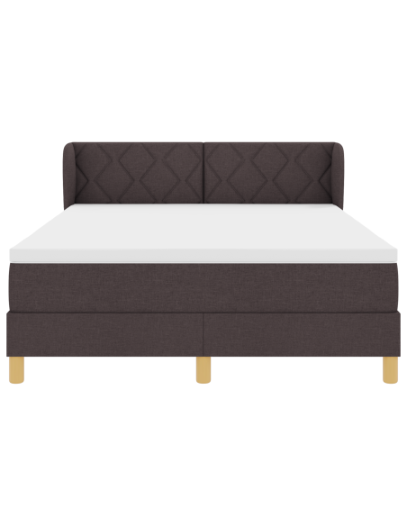 Letto Box Spring con Materasso - Marrone Scuro, 140x190 cm, Tessuto
