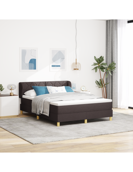 Letto Box Spring con Materasso - Marrone Scuro, 140x190 cm, Tessuto