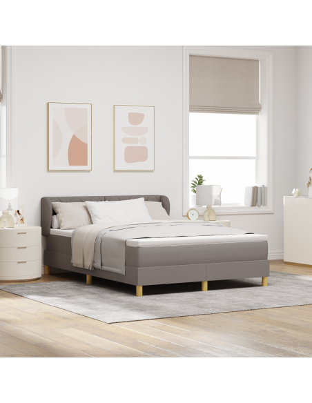 Letto Contenitore con Materasso in Tortora, 140x190 cm, Tessuto
