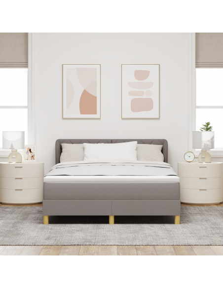 Letto Contenitore con Materasso in Tortora, 140x190 cm, Tessuto
