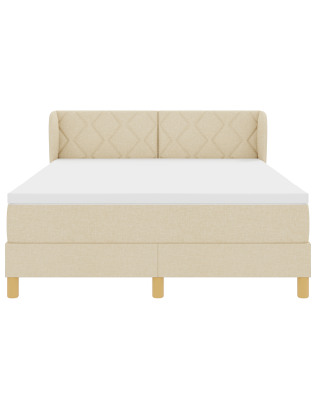 Letto con Rete a Molle e Materasso - Crema, 140x190 cm, Tessuto