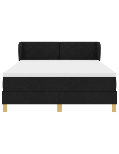 Letto Box Spring con Materasso - Nero, 140x200 cm, Tessuto