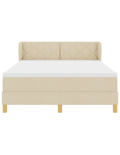 Letto a molle con materasso Crema 160 x 200 cm Tessuto 2