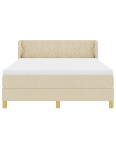 Letto a molle con materasso Crema 160 x 200 cm Tessuto