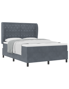 Letto a molle con materasso Grigio scuro 200 x 140 cm Velluto