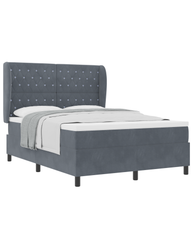 Letto a molle con materasso Grigio scuro 200 x 140 cm Velluto