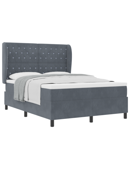 Letto a molle con materasso Grigio scuro 200 x 140 cm Velluto