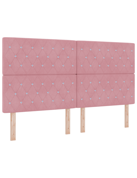 Letto a molle con materasso Rosa 200 x 180 cm Velluto
