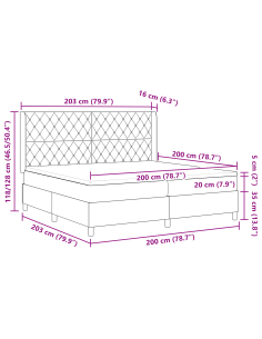 Letto a molle Grigio chiaro 200 x 200 cm Poliestere