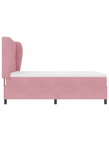 Letto Box Spring  con Materasso Rosa 140x190 cm in Velluto