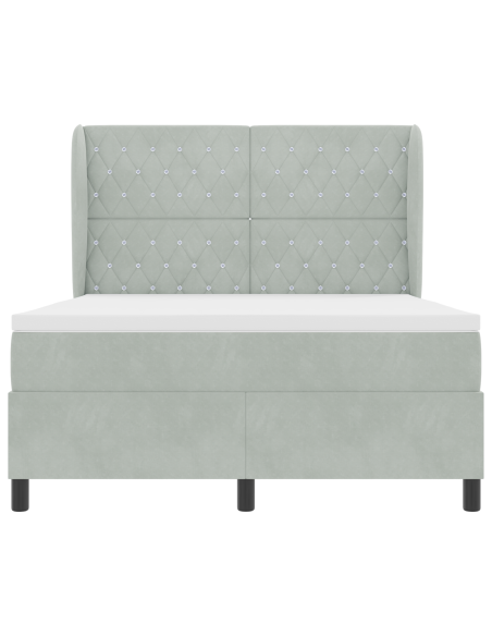 Letto Box Spring con Materasso Grigio Chiaro 140x200 cm in Velluto