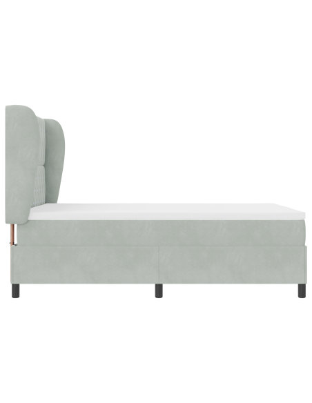 Letto Box Spring con Materasso Grigio Chiaro 140x200 cm in Velluto