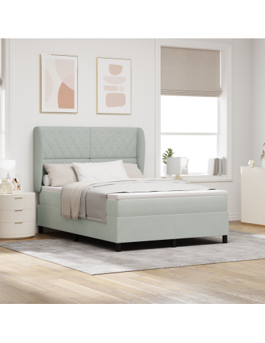 Letto a molle Grigio chiaro 200 x 140 cm Poliestere