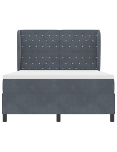 Letto a molle con materasso Grigio scuro 200 x 140 cm Velluto 2