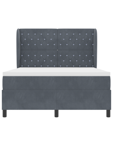 Letto a molle con materasso Grigio scuro 200 x 140 cm Velluto