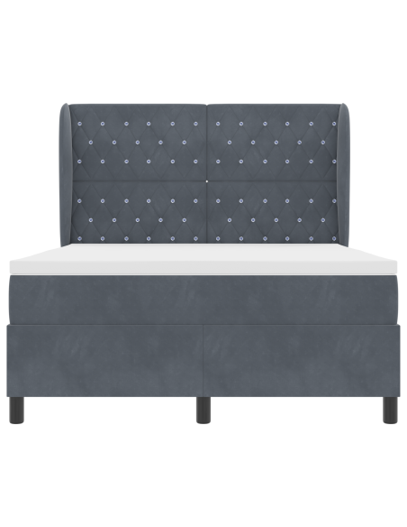 Letto a molle con materasso Grigio scuro 200 x 140 cm Velluto