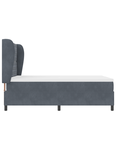 Letto a molle con materasso Grigio scuro 200 x 140 cm Velluto
