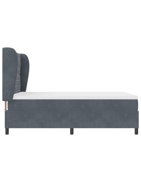 Letto a molle con materasso Grigio scuro 200 x 140 cm Velluto