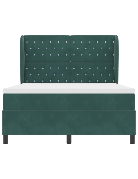 Letto a Box con Materasso Verde Scuro 140x200 cm Velluto