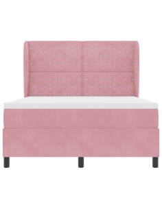 Letto a molle con materasso Rosa 200 x 140 cm Poliestere 2