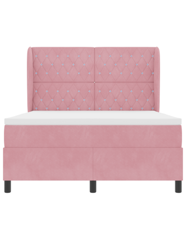 Letto a molle con materasso Rosa 200 x 140 cm Poliestere
