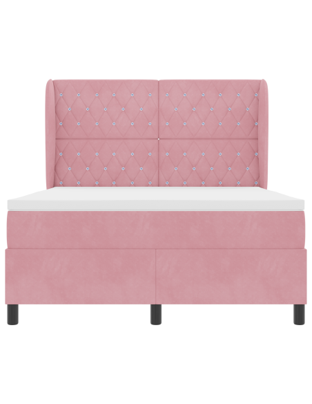 Letto Box Spring con Materasso Rosa 140x200 cm Velluto