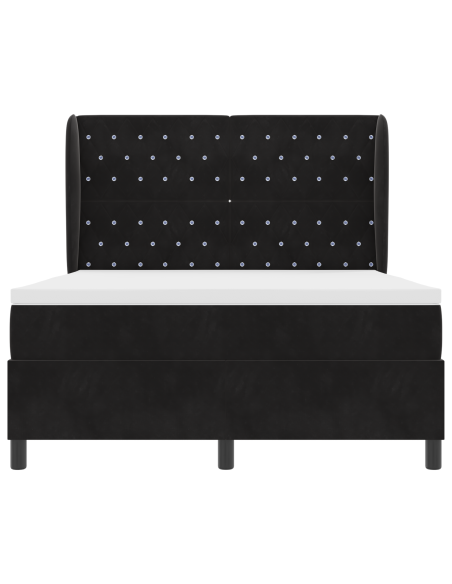 Letto a Molle con Materasso Nero 160x200 cm Velluto