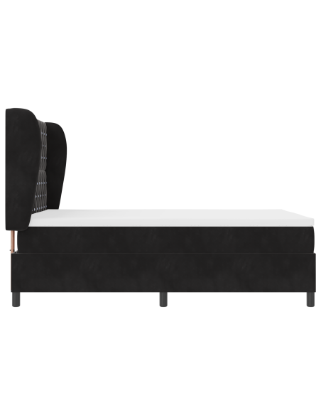 Letto a Molle con Materasso Nero 160x200 cm Velluto