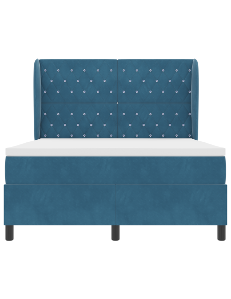 Letto a Molle con Materasso Blu Scuro 160x200 cm Velluto