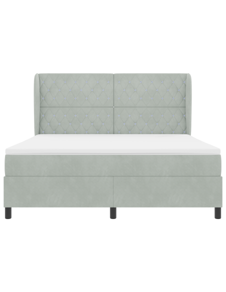 letto a box spring  con materasso - grigio chiaro, 180x200 cm, velluto
