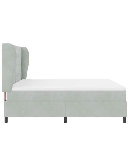 letto a box spring  con materasso - grigio chiaro, 180x200 cm, velluto