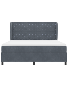 Letto a molle con testiera Grigio scuro 200 x 180 cm Poliestere 2
