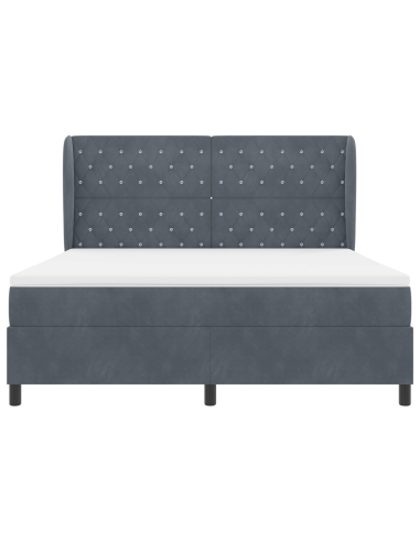 Letto a molle con testiera Grigio scuro 200 x 180 cm Poliestere