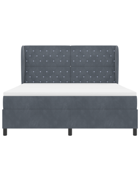 Letto con Materasso Box Spring Grigio Scuro 180x200 cm Velluto