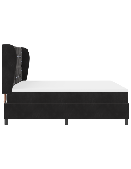 Letto Box Spring con Materasso Nero 180x200 cm Velluto