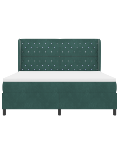Letto Box Spring con Materasso Verde Scuro, 180x200 cm, Velluto