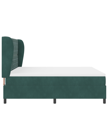 Letto Box Spring con Materasso Verde Scuro, 180x200 cm, Velluto