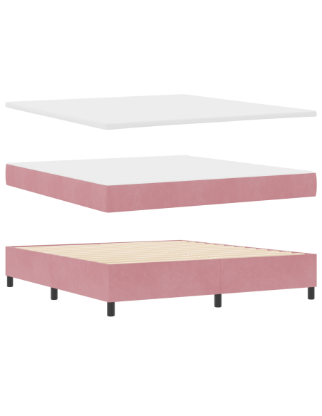 Letto a molle con materasso Rosa 200 x 180 cm Velluto