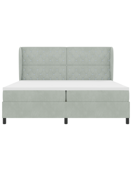 Letto Box Spring con Materasso Grigio Chiaro 200x200 cm Velluto