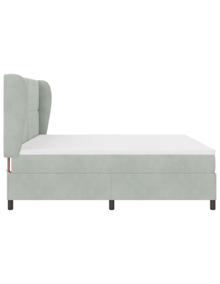 Letto Box Spring con Materasso Grigio Chiaro 200x200 cm Velluto