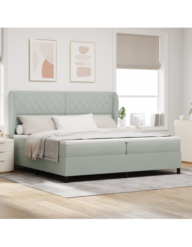 Letto a molle Grigio chiaro 200 x 200 cm Poliestere