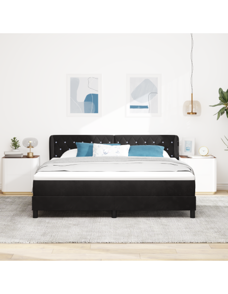 Letto a Box con Materasso Nero 180x200 cm in Velluto