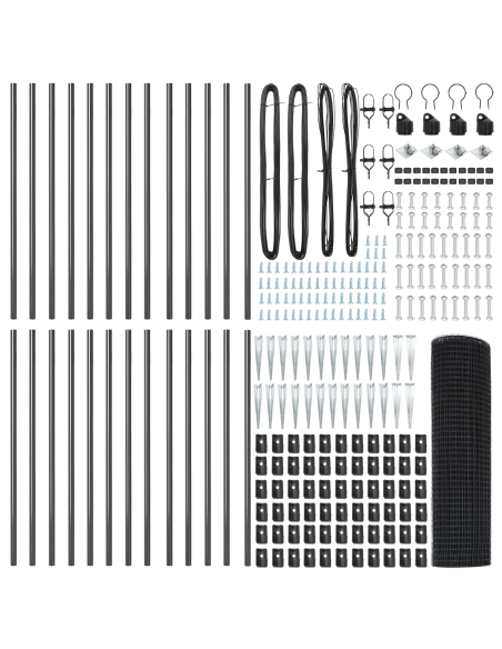 Recinzione a Rete Saldato con 13 Picchetti Grigi 0.8x50 m Acciaio