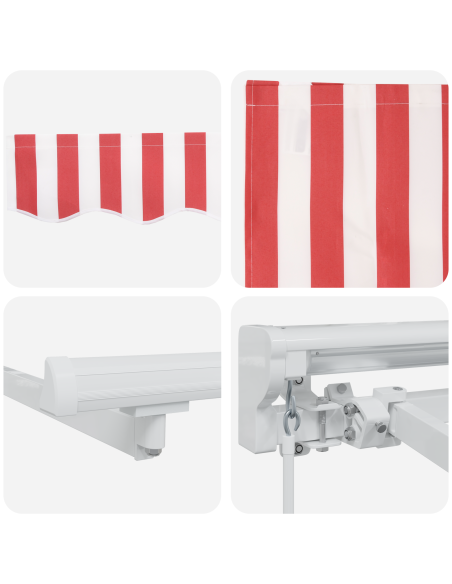 Tenda Retrattile Manuale  Rossa e Bianca 350x200 cm