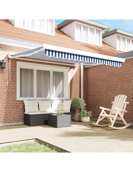 Tenda Retrattile Automatica Blu e Bianca 300x250 cm